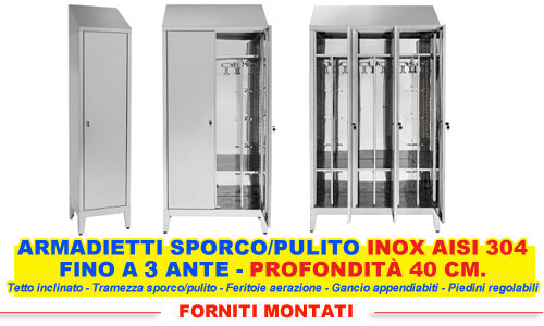 Armadio Acciaio Inox Sporco/Pulito Aisi 304 P40