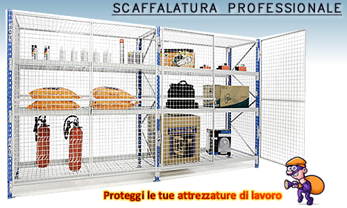 Scaffali con porte in rete