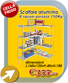 scaffale celle frigo ad angolo