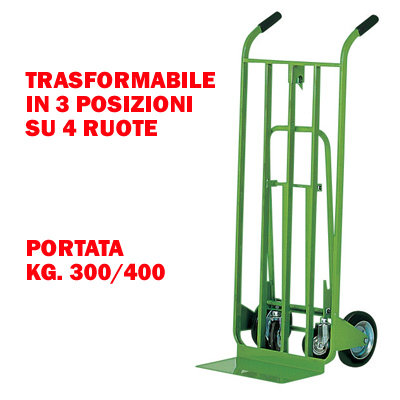Carrelli TRASFORMABILI 4 ruote Kg. 300/400