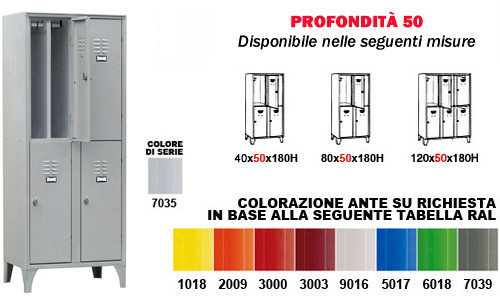 armadio per spogliatoi sovrapposti