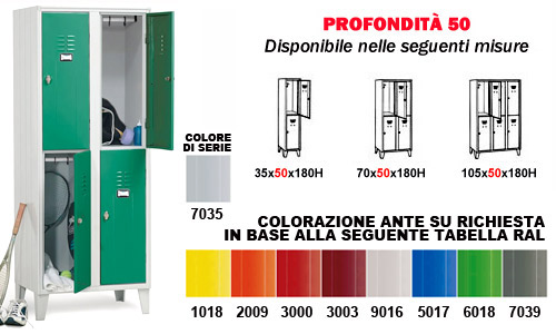 armadio per spogliatoi sovrapposti