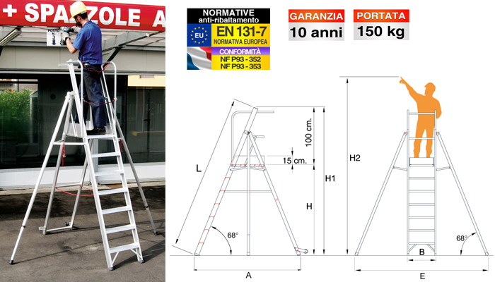 Scala professionale a doppia salita