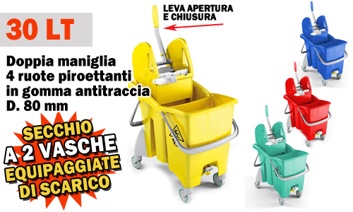 Carrelli strizzatore con secchio 30 Lt