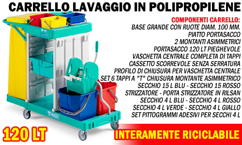 Carrello lavapavimenti e pulizie 120 lt