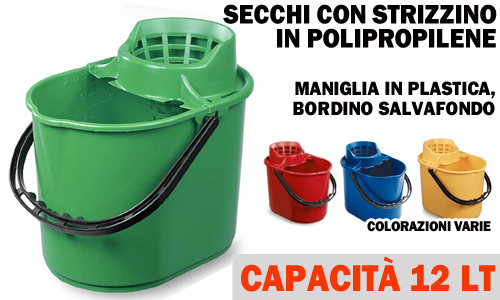 Secchi pulizie in polipropilene 12 lt